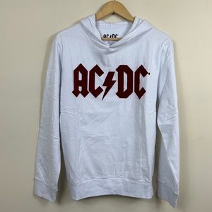 AC/DC   Hoodie White 	Red Felt Logo